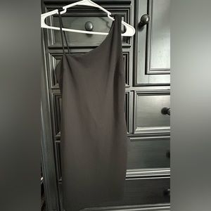 LULUS ONE-SHOULDER BLACK BODYCON DRESS